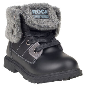 Bottillons à lacets et zip avec revers en fausse fourrure 