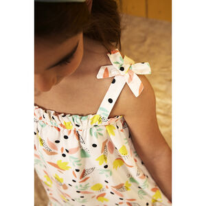 Μακρύ φόρεμα με τιράντες και σχέδιο φύλλα για κορίτσι 