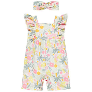 Σορτς τυπωμένο ζούγκλα με κορδέλα για μωρό κορίτσι 