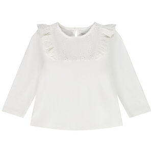 Μπλουζάκι μακρυμάνικο με γιακά από αγγλική δαντέλα για bebe κορίτσι 