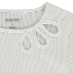 Κοντομάνικο μπλουζάκι côtelé και ajouré για κορίτσι 