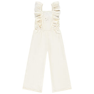 Combi μακρύ με βολάν και κέντημα για κορίτσι 