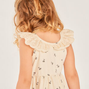 Φόρεμα χωρίς μανίκια με κεντημένη λαιμόκοψη και εκτύπωση κερασιών για κορίτσι 