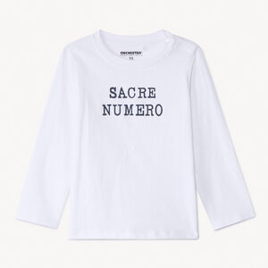 T-shirt manches longues uni avec print pour bébé garçon  Main T-shirt manches longues uni avec print pour bébé garçon