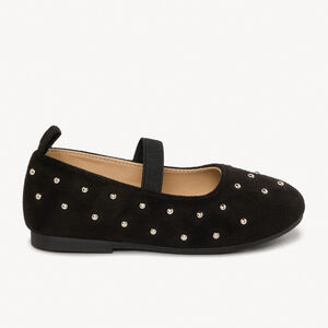 Μαύρες μπαλαρίνες με λάστιχο και ασημί καρφιά για κορίτσι 