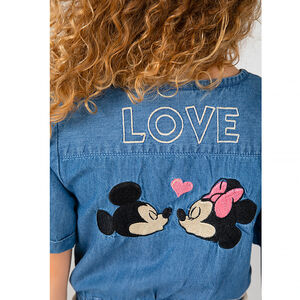 Combishort en denim broderies Minnie (Disney) pour fille 