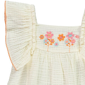 Τουνίκ με κοντά μανίκια κεντημένη σε double gaze για bebe κορίτσι  Main Τουνίκ με κοντά μανίκια κεντημένη σε double gaze για bebe κορίτσι