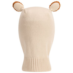 Κουκούλα πλεκτή με παιχνιδιάρικες φούντες για μωρό αγόρι 