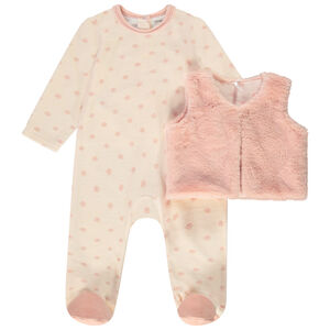 Σετ ζακέτα effet γούνα + φορμάκι για bebe κορίτσι με διαφορετικά ανοίγματα ανάλογα με την ηλικία 