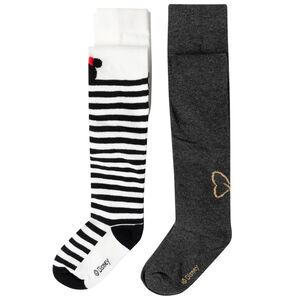 Lot de 2 collants épais à rayures et motif Minnie Disney 