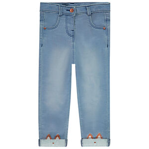 Jean effet used με γάτες κεντημένες και τσέπες για bebe κορίτσι 