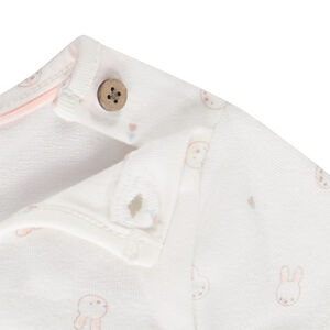 Σετ φορμάκι και κορμάκι με κοντά μανίκια, σχέδιο κουνελάκι για bebe κορίτσι 