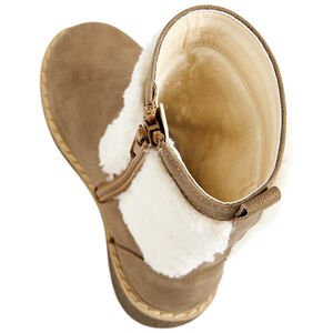 Μπεζ μπότες με φερμουάρ και μουμούνια για κορίτσι 