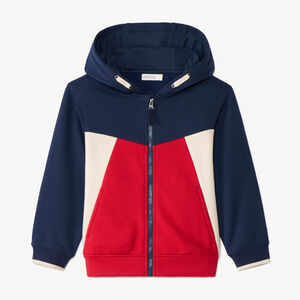 Γιλέτ με μακριά μανίκια και εφέ colorblock, με κουκούλα, για αγόρι. 