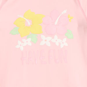 T-shirt à manches longues anti-UV SPF 50+ avec imprimé hibiscus pour fille 