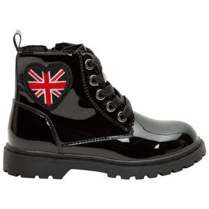 Μποτάκια  μαύρα badge σημαία για κορίτσι 