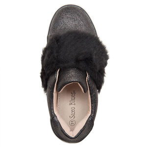 Χαμηλά αθλητικά παπούτσια ιριδίζοντα με αυτοκόλλητο velcro από συνθετική γούνα 