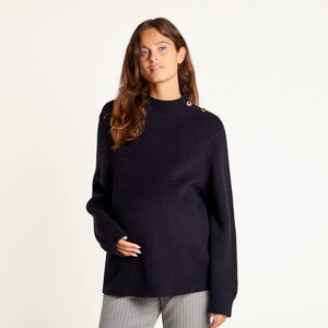 Pull de grossesse col montant en maille côtelée 
