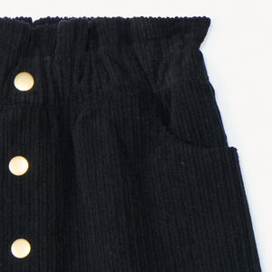 Φούστα βελούδινη με ρίγες και διακοσμητικά κουμπιά για κορίτσι 