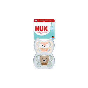 Πιπίλες Σιλικόνης 2τμχ Perfect Match Air Με Θήκη 0-2m Fox/Bear Nuk  