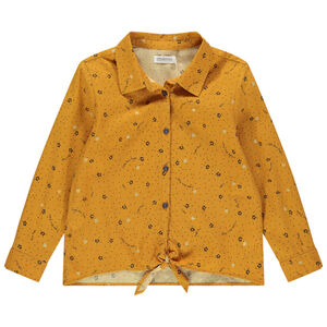 Chemise manches longues jaune à nouer et imprimé floral all-over Main Chemise manches longues jaune à nouer et imprimé floral all-over