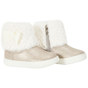 Μποτάκια με ψεύτικη γούνα και φιόγκο για bebe κορίτσι 