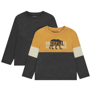 Σετ 2 μπλούζων μακρυμάνικων με εφέ color block για αγόρι 