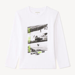 T-shirt à manches longues garçon avec impression photo de snowboard 