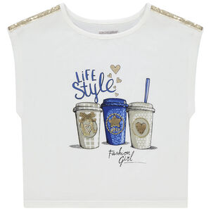 T-shirt manches courtes print boissons et sequins Main T-shirt manches courtes print boissons et sequins