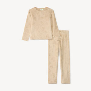 Pyjama fille 2 pièces en sherpa à cœurs en relief 