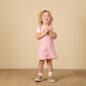 Φόρεμα σαλόπετα από τζιν με βολάν + κέντημα και παγιέτες για κορίτσι μωρό 