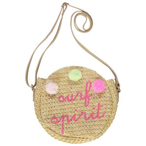 Τσάντα ώμου από πλεκτό με κεντήματα και πομ πον για κορίτσι 
