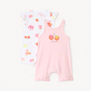 Σετ 2 κοντών σαλοπέτων με σχέδιο κεράσια για κορίτσι μωρού 