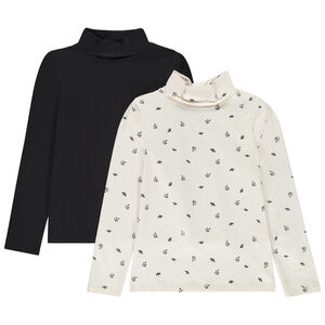 Σετ από 2 πλεκτά μπλουζάκια με ψηλό γιακά για κορίτσι 