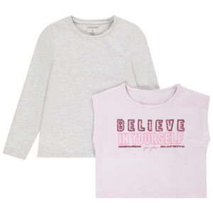 T-shirt manches longues 2 en 1 avec sequins fille 