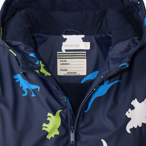 Αδιάβροχο παρκά gomme με εκτύπωση δεινοσαύρων που αλλάζει χρώμα για αγόρι μπλε ναυτικό 