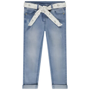 Τζιν slim με ζώνη με σχέδιο για δέσιμο για κορίτσι 