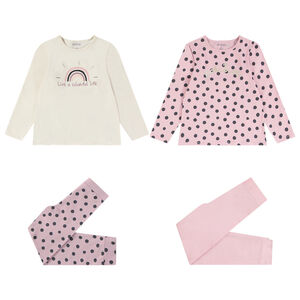 Lot de 2 pyjamas en jersey imprimé pois pour fille Main Lot de 2 pyjamas en jersey imprimé pois pour fille