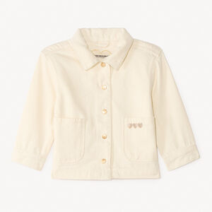 Μονόχρωμο τζην μπουφάν με κέντημα καρδιές για κορίτσι μωρού 