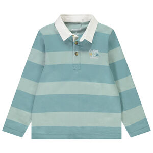 Polo manches longues à rayures larges avec broderie et print pour garçon Main Polo manches longues à rayures larges avec broderie et print pour garçon