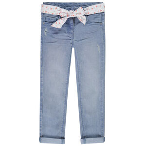Τζιν slim σε denim με ζώνη φουλάρι κορίτσι 