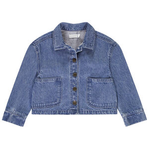 Τζάκετ από τζιν με μεγάλες πλαϊνές τσέπες για κορίτσι 