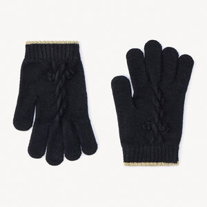 Paire de gants unis en tricot fantaisie pour fille 