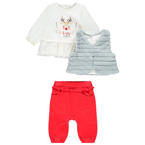 Σετ 3 κομμάτια σε χριστουγεννιάτικο στυλ για bebe κορίτσι 