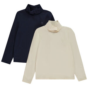 Σετ από 2 πλεκτά μπλουζάκια με ψηλό λαιμό και σχέδιο κρανίου για αγόρι 