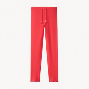 Πλεκτό legging κοτλέ μονόχρωμο με κορδόνι περίσφιξης και πομ πον για κορίτσι 