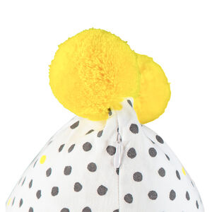 Coussin décoratif rayé à pompons fluos 