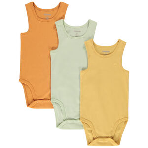 Σετ από 3 αμάνικα μονόχρωμα μπλουζάκια για μωρό αγόρι 