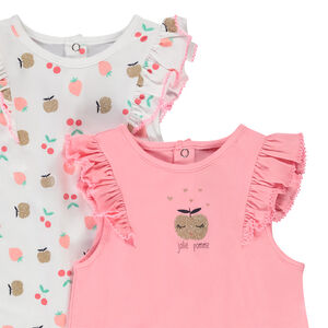 Σετ από 2 κοντές φόρμες με σχέδιο μήλο για bebe κορίτσι 