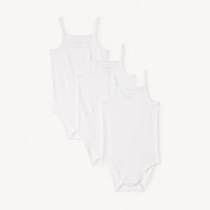 Σετ από 3 λευκά κορμάκια χωρίς μανίκια για bebe κορίτσι 